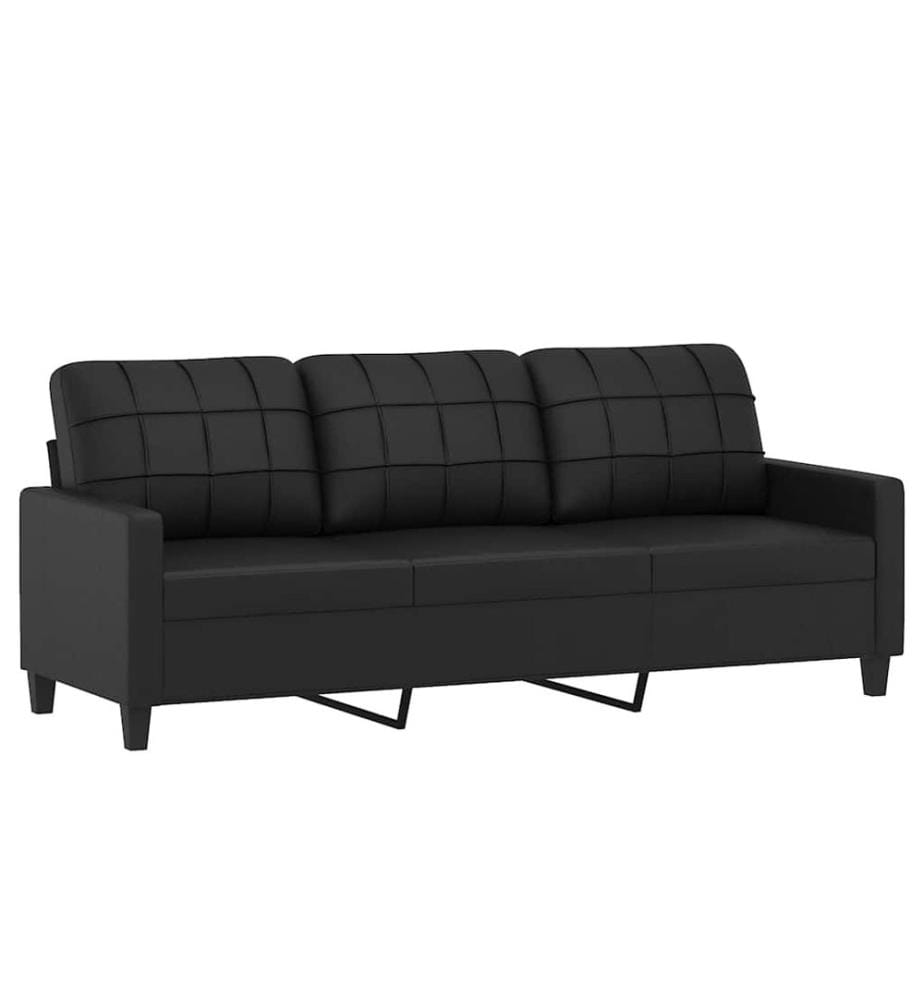 3-Sitzer-Sofa Schwarz 180 cm Kunstleder