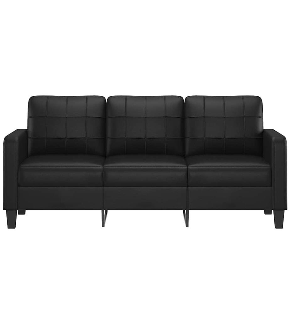 3-Sitzer-Sofa Schwarz 180 cm Kunstleder