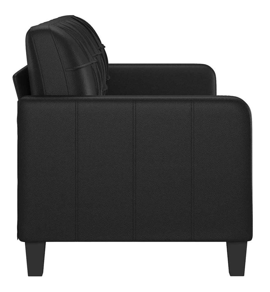 3-Sitzer-Sofa Schwarz 180 cm Kunstleder