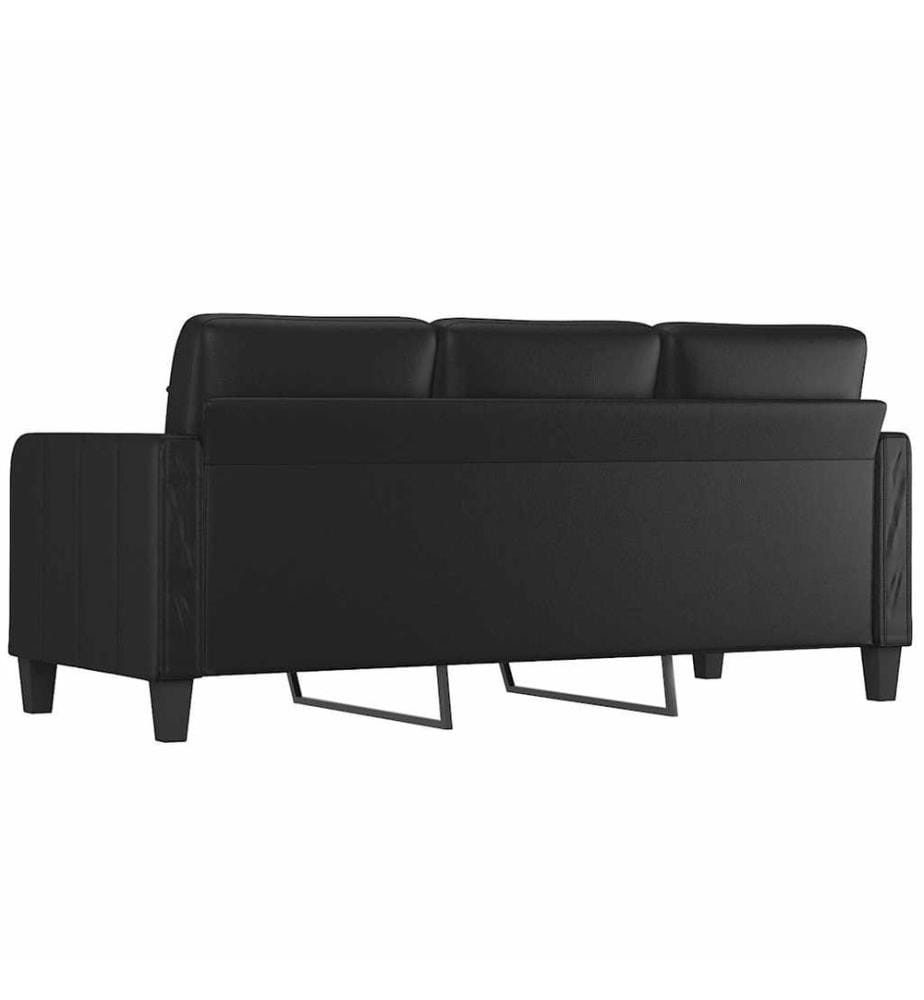 3-Sitzer-Sofa Schwarz 180 cm Kunstleder