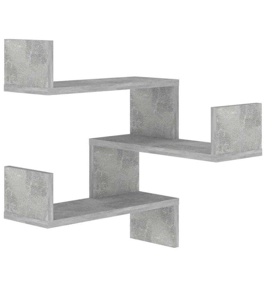 Mensole murali d'angolo 2 pcs Grigio cemento Legno d'ingegneria