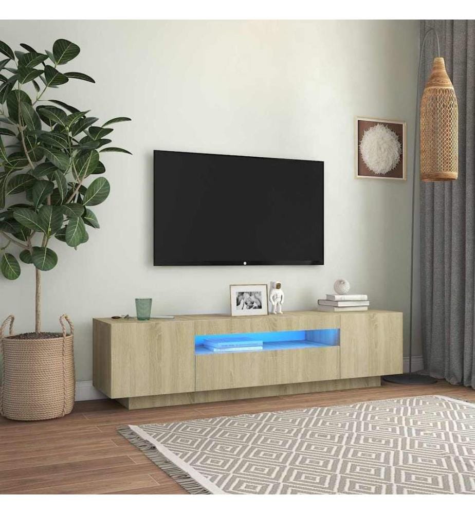 TV-Schrank mit LED-Leuchten Sonoma-Eiche 160x35x40 cm