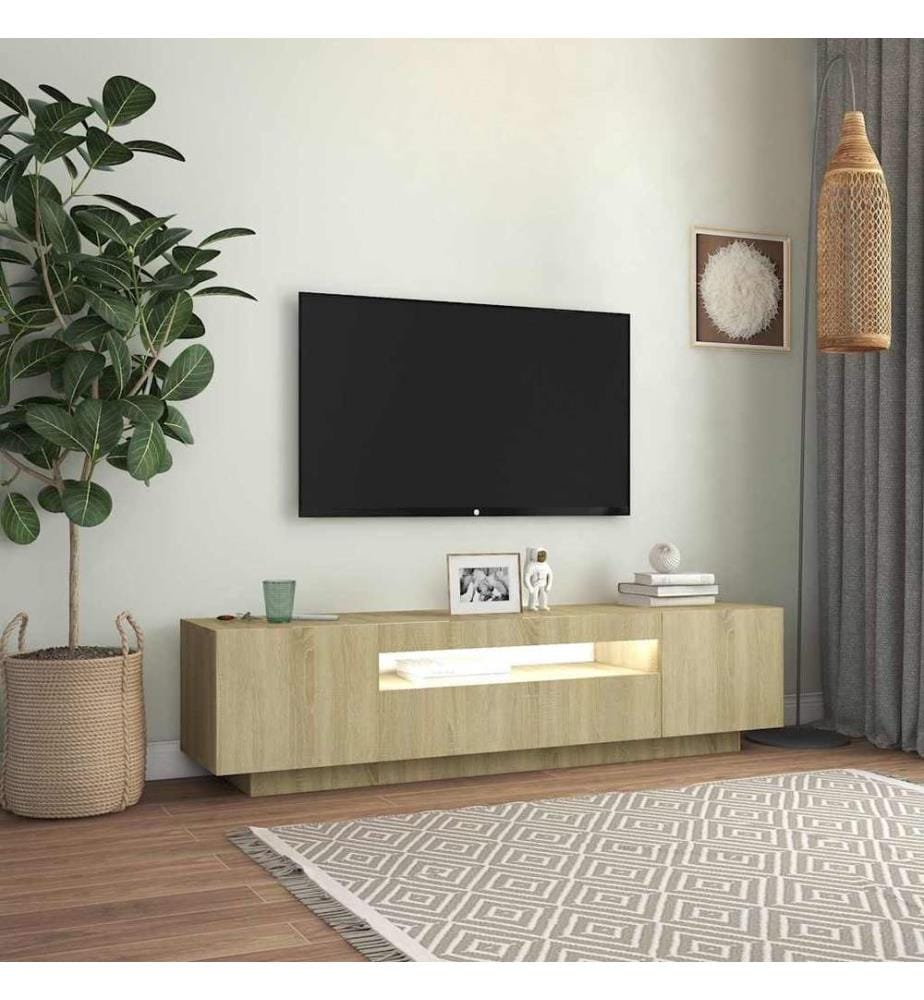 TV-Schrank mit LED-Leuchten Sonoma-Eiche 160x35x40 cm
