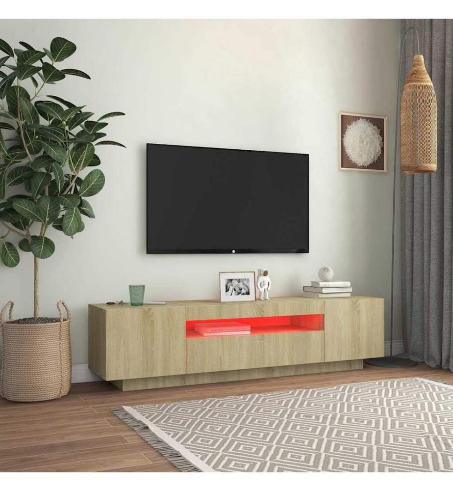 TV-Schrank mit LED-Leuchten Sonoma-Eiche 160x35x40 cm