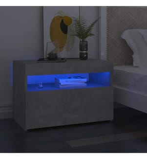 Nachttisch mit LED-Leuchten Betongrau 60x35x40 cm