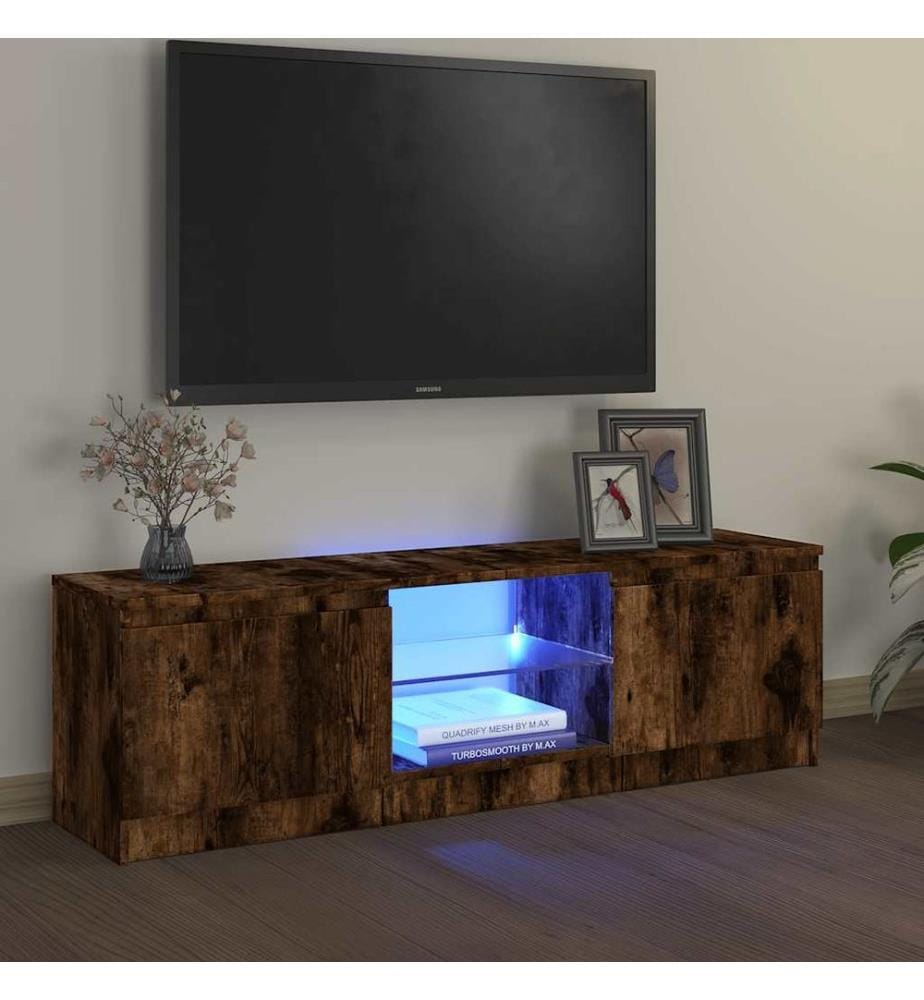 TV-Schrank mit LED-Leuchten Räuchereiche 120x30x36 cm