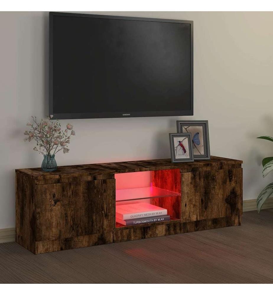 TV-Schrank mit LED-Leuchten Räuchereiche 120x30x36 cm