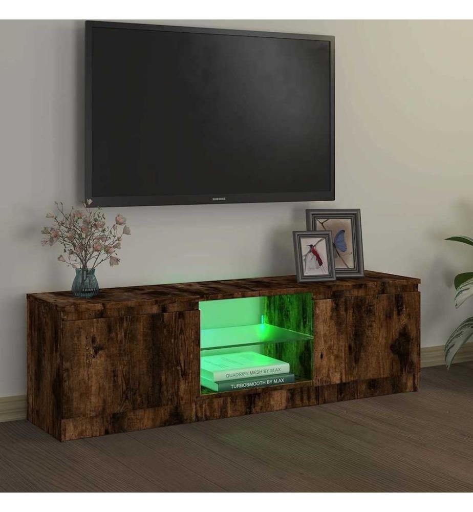 TV-Schrank mit LED-Leuchten Räuchereiche 120x30x36 cm