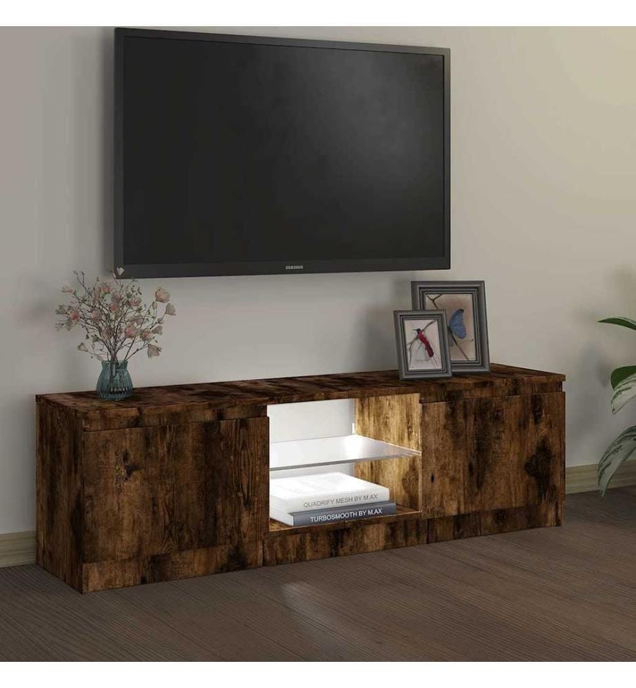 TV-Schrank mit LED-Leuchten Räuchereiche 120x30x36 cm
