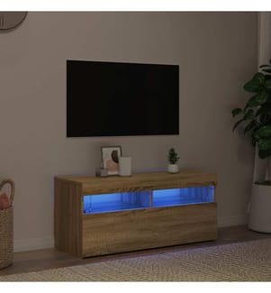 Meuble TV avec lumières LED chêne sonoma 90x35x40 cm