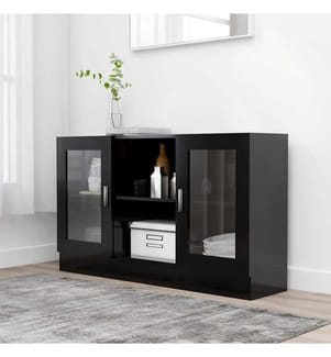 Vitrinenschrank Schwarz 120x30,5x70 cm Holzwerkstoff