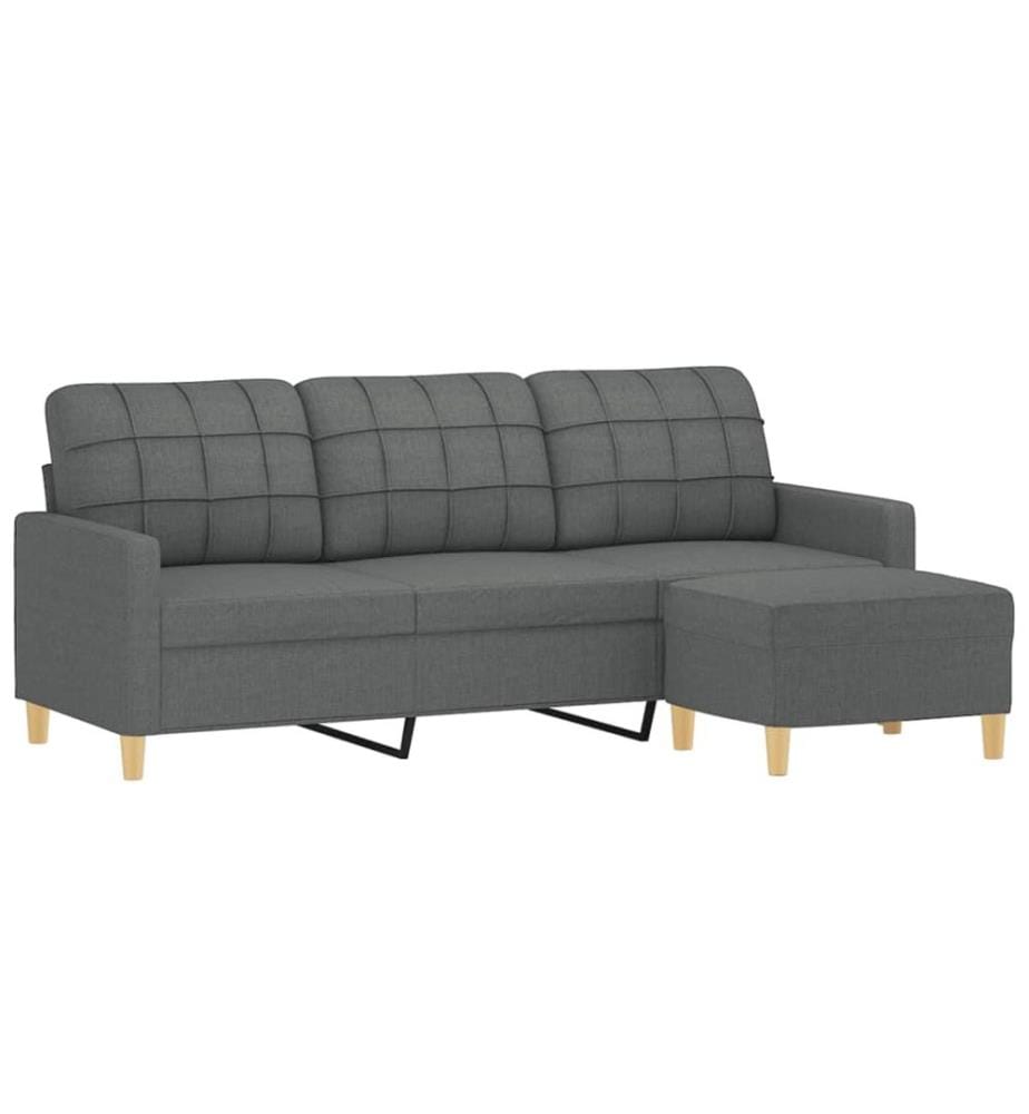 3-Sitzer-Sofa mit Hocker Dunkelgrau 180 cm Stoff