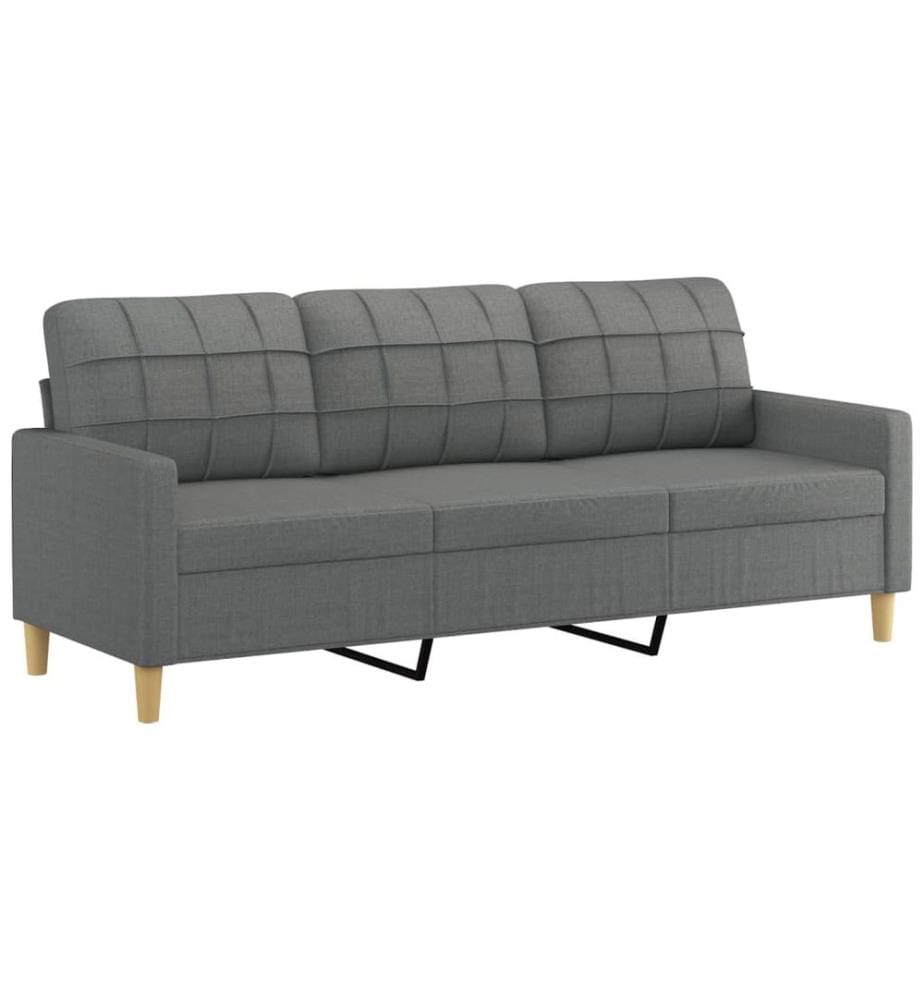 3-Sitzer-Sofa mit Hocker Dunkelgrau 180 cm Stoff