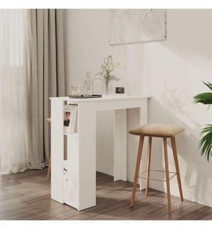 Bartisch mit Regal Weiss 102x50x103,5 cm Holzwerkstoff