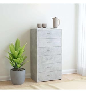 Sideboard mit 6 Schubladen Betongrau 50x34x96 cm Holzwerkstoff