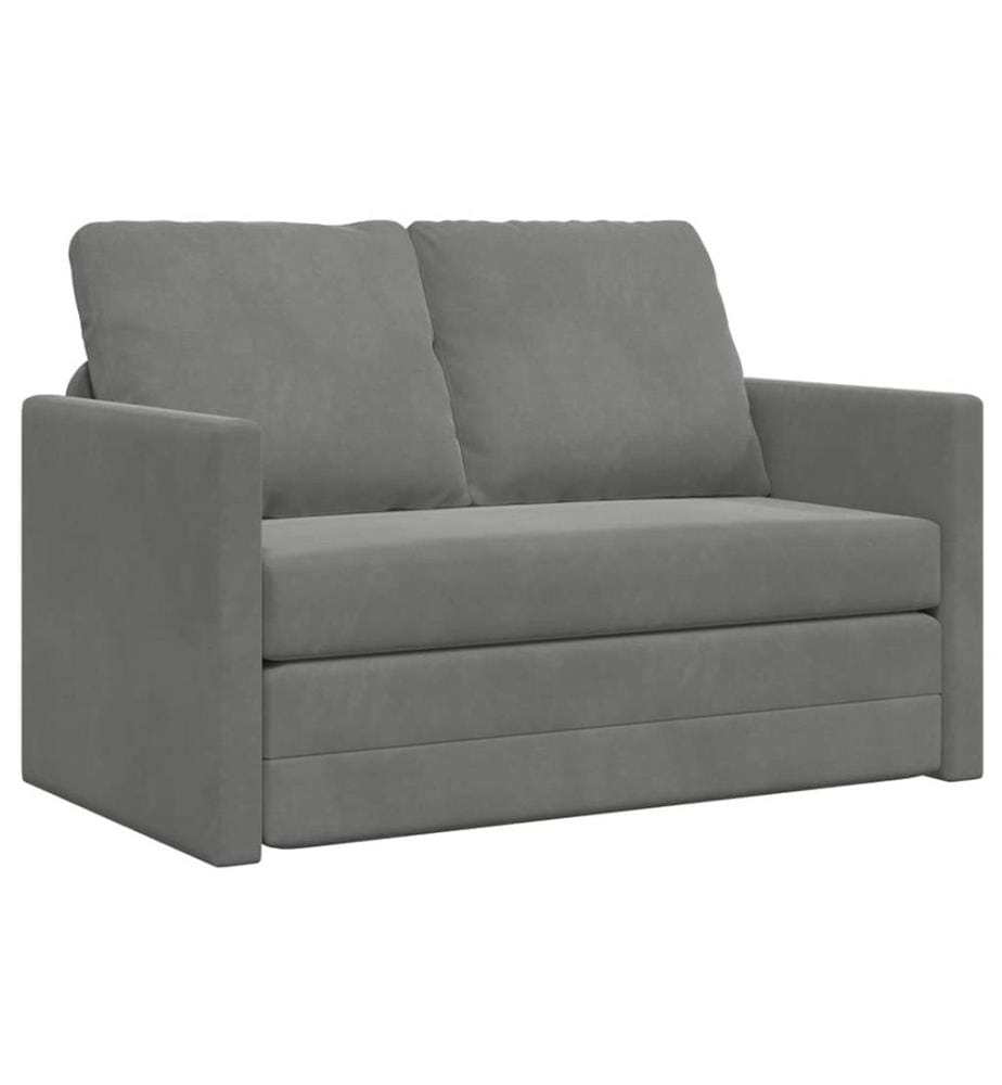 Bodensofa mit Schlaffunktion Dunkelgrau 122x204x55 cm Samt