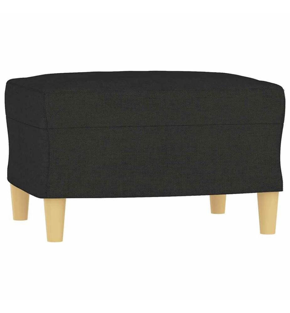 3-Sitzer-Sofa mit Hocker Schwarz 180 cm Stoff