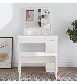 Coiffeuse avec miroir blanc 86,5x35x136 cm