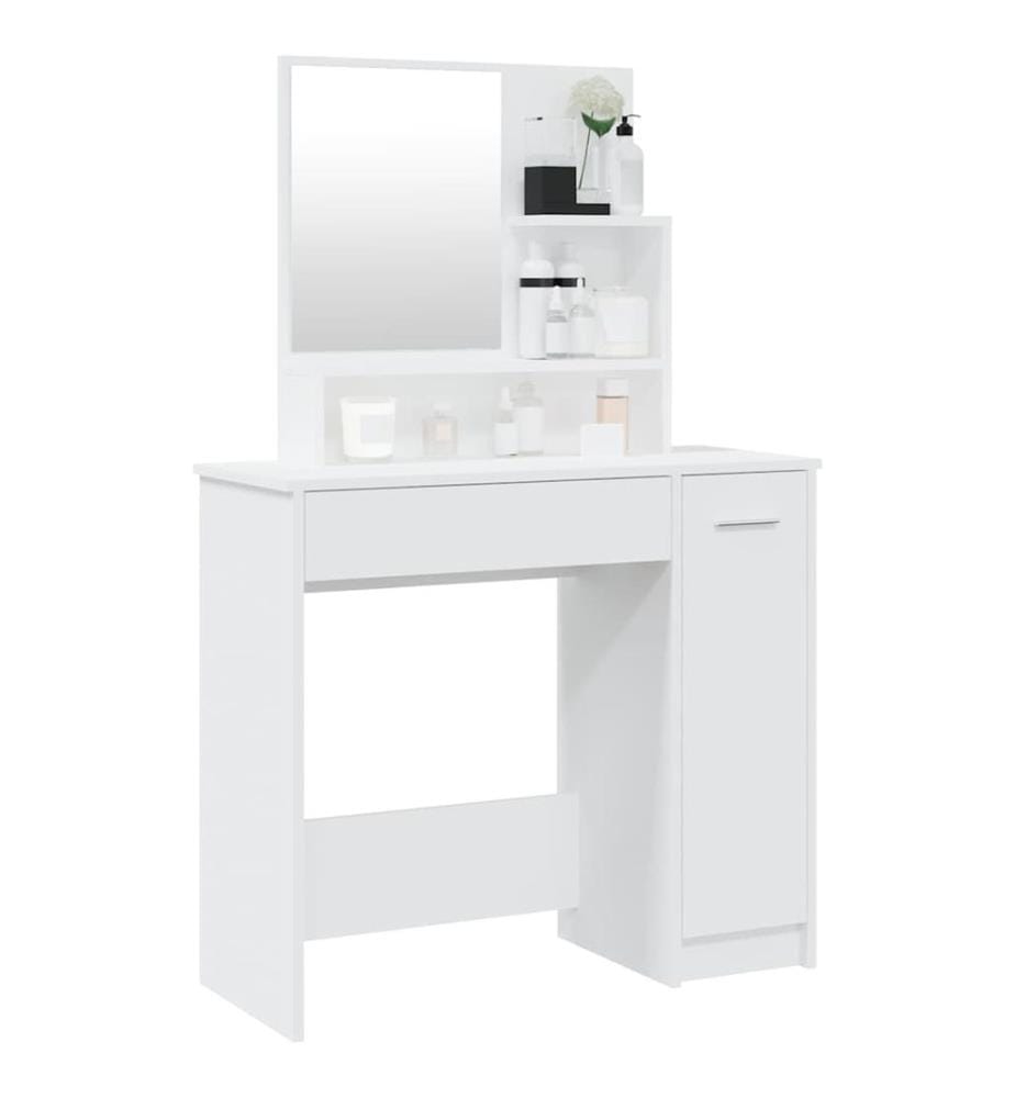 Coiffeuse avec miroir blanc 86,5x35x136 cm