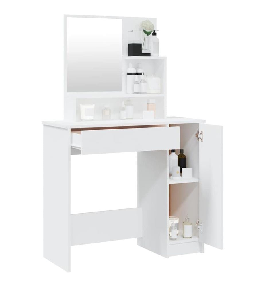 Coiffeuse avec miroir blanc 86,5x35x136 cm