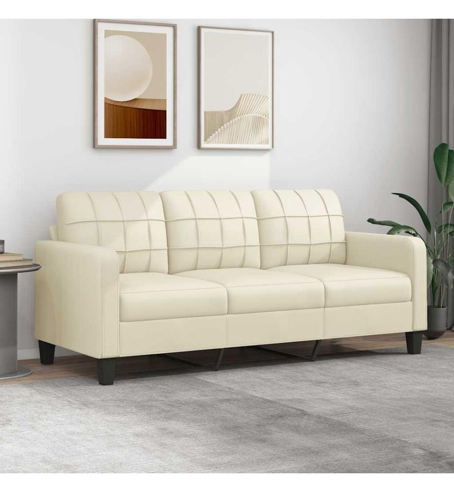 3-Sitzer-Sofa Creme 180 cm Kunstleder