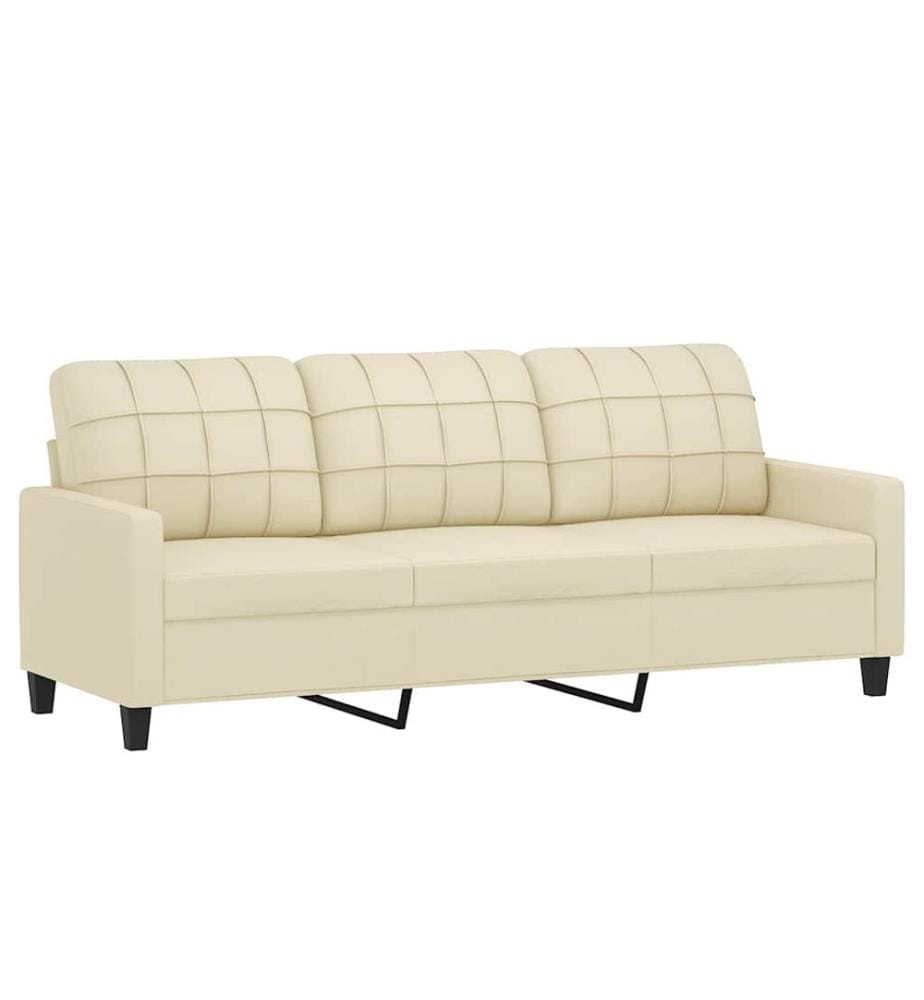 3-Sitzer-Sofa Creme 180 cm Kunstleder