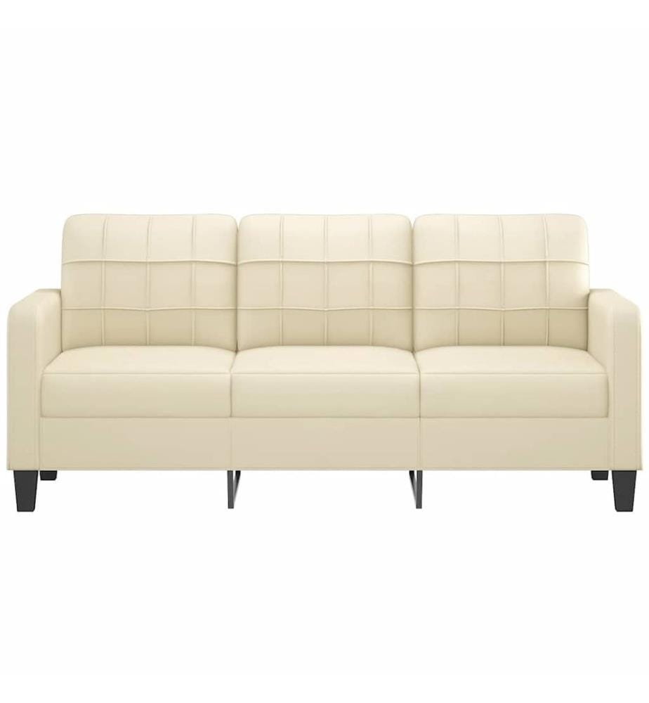 3-Sitzer-Sofa Creme 180 cm Kunstleder