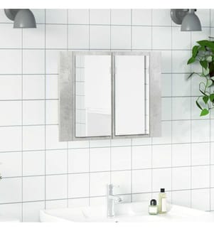 Armoire de salle de bain à miroir LED Gris béton Acrylique