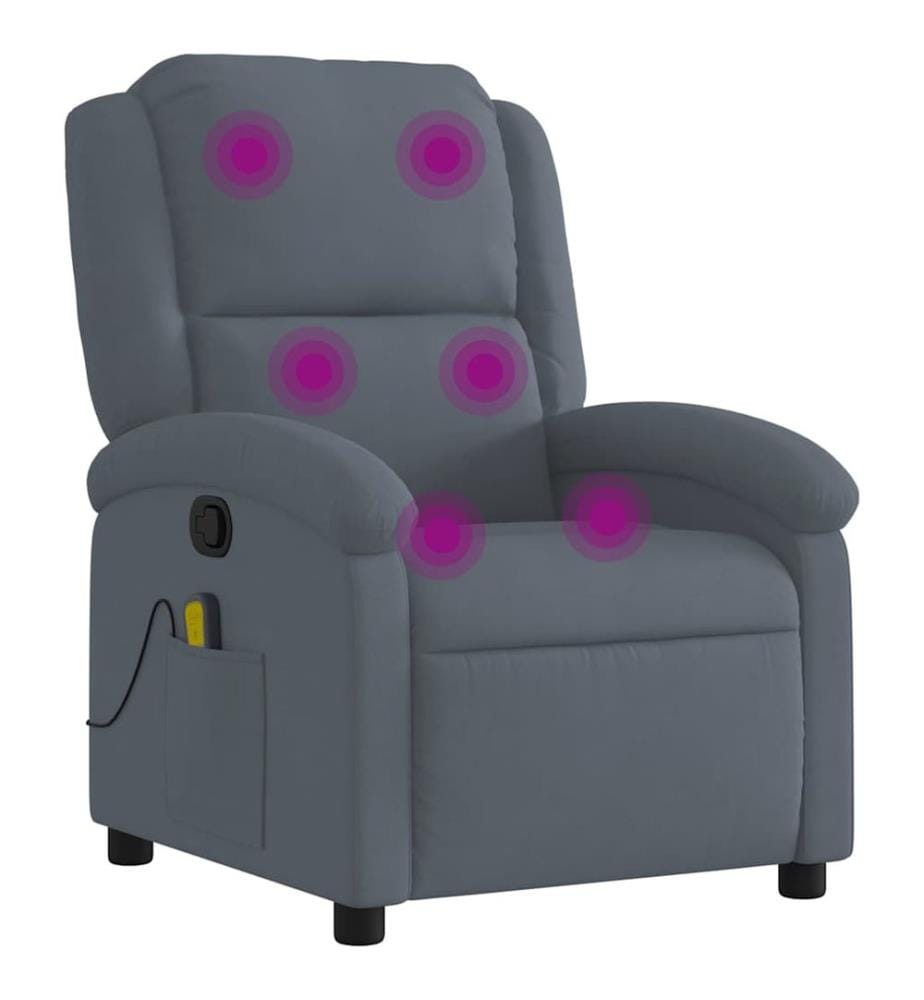 Massagesessel Dunkelgrau Samt