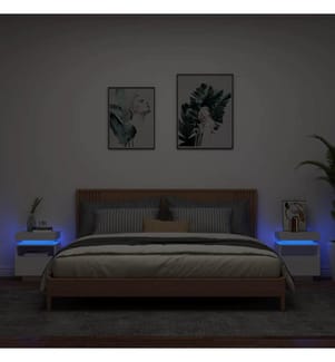 Nachttische mit LED-Leuchten 2 Stk. Weiss 40x39x48,5 cm