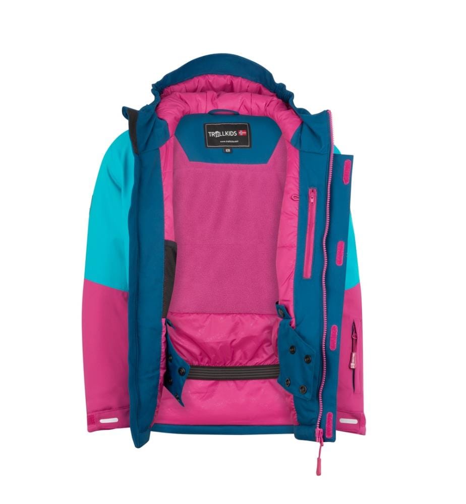 Wasserdichte Steppjacke – Leuchtendes Beerenrot/Dunkeltürkis/Madeira-Blau
