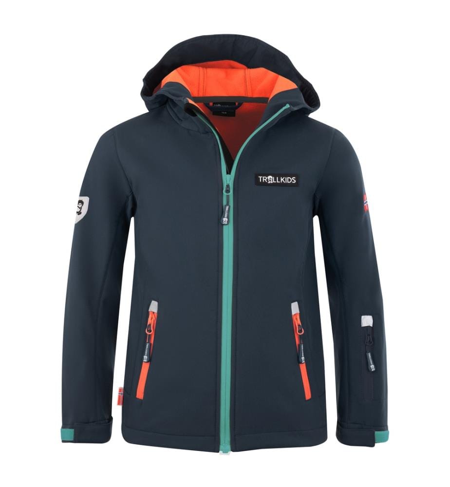 Oslofjord Softshell Jacke - Dark Navy & Glow Orange & Dusky Turquoise