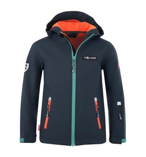 Oslofjord Softshell Jacke - Dark Navy & Glow Orange & Dusky Turquoise