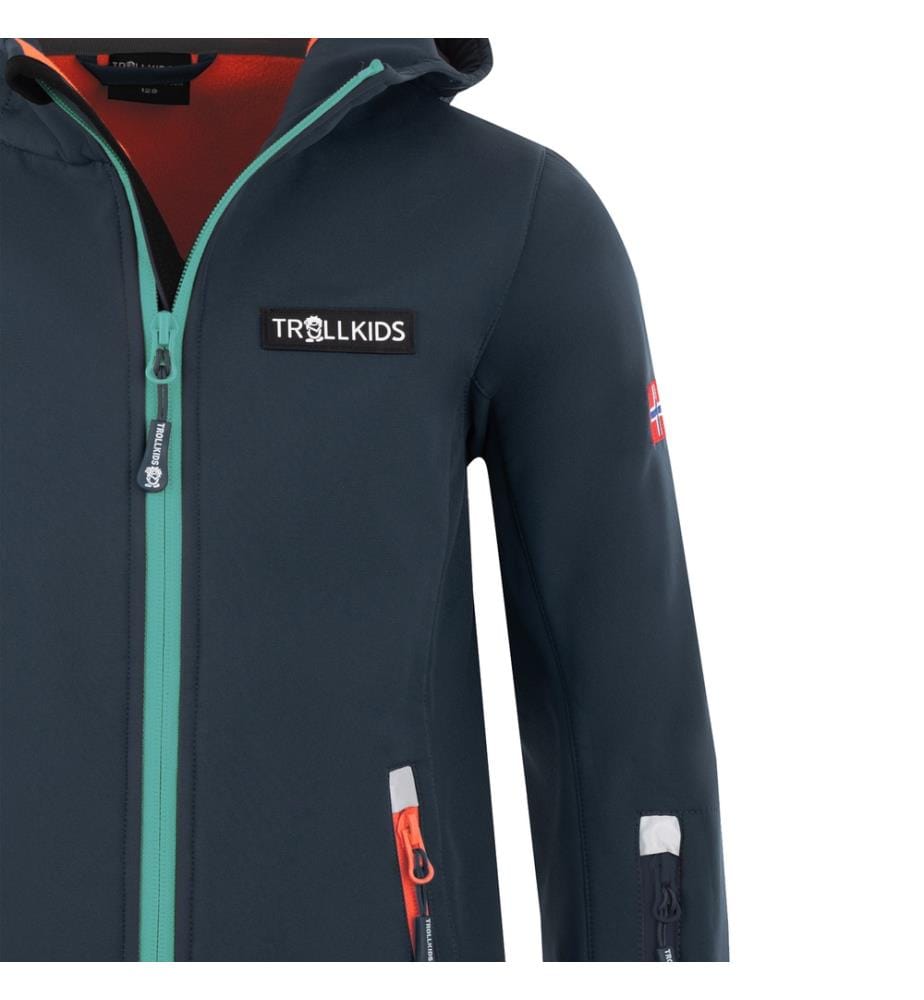 Oslofjord Softshell Jacke - Dark Navy & Glow Orange & Dusky Turquoise