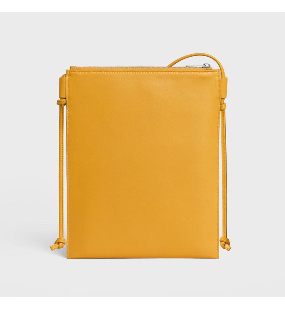 Ava-Clutch aus Lammleder – Sonnenblumengelb und Weiss