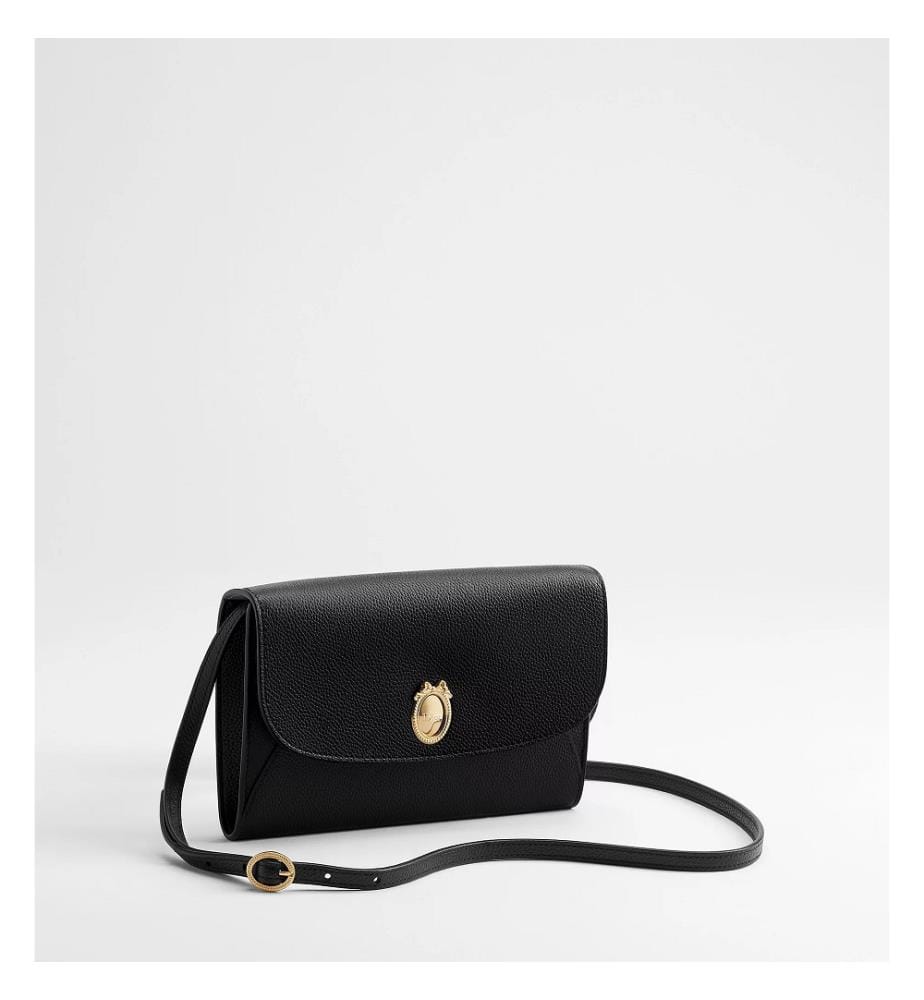 Medallion-Clutch aus Kalbsleder – Nero Multicolor