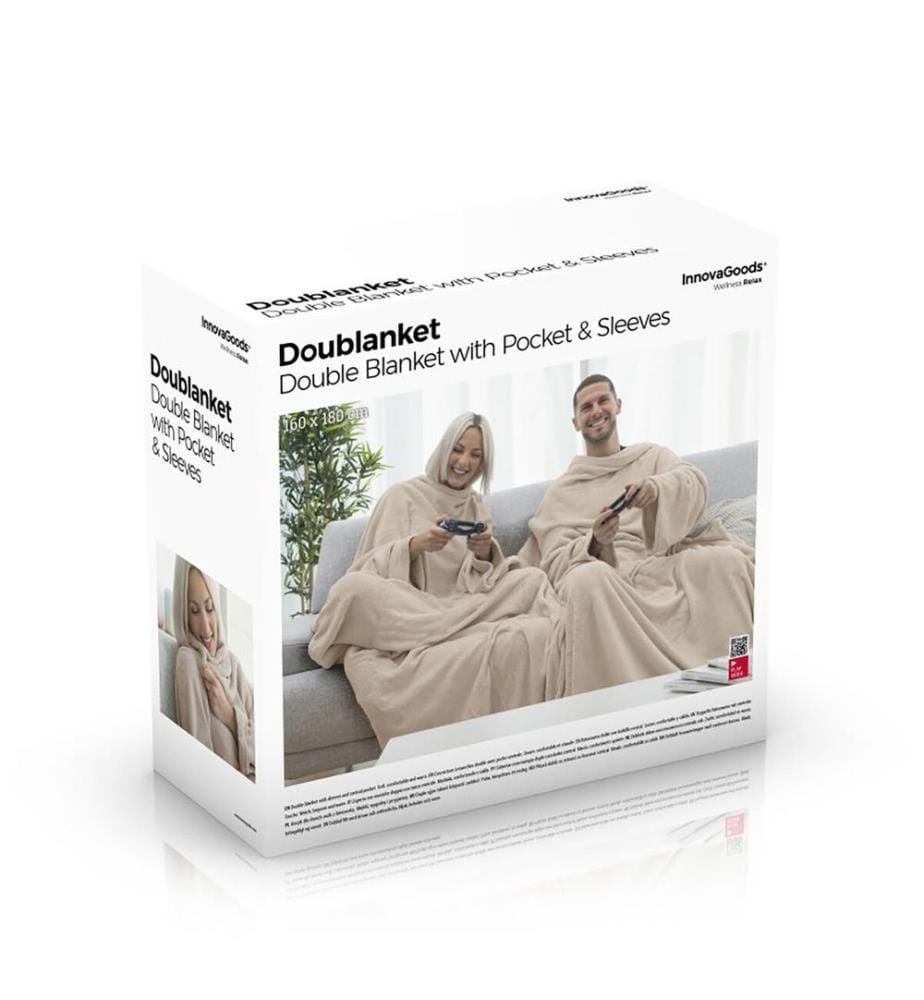 Decke mit doppeltem Ärmel und gefütterter Mitteltasche