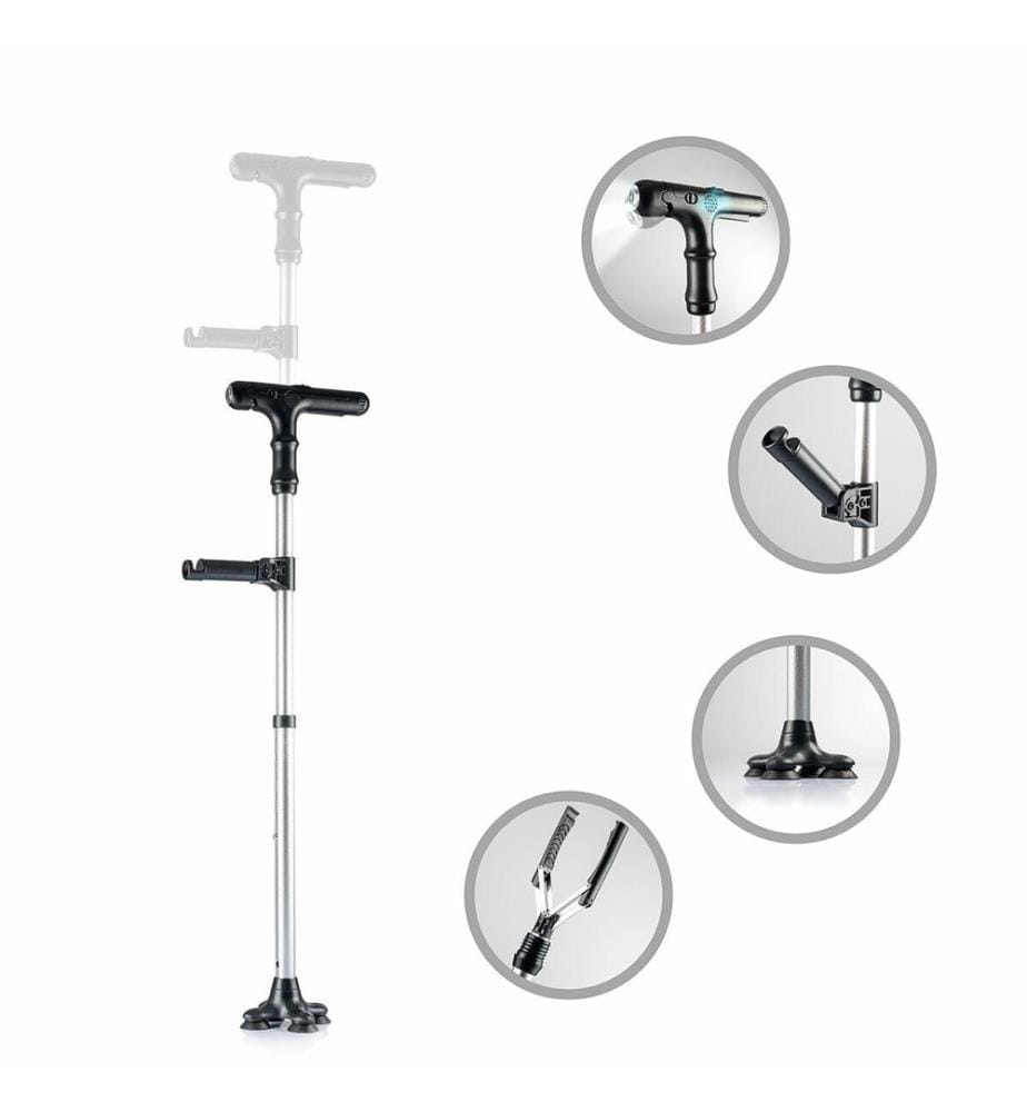 Ausziehbarer Gehstock mit LED, Alarm und mechanischem Griff Hannde