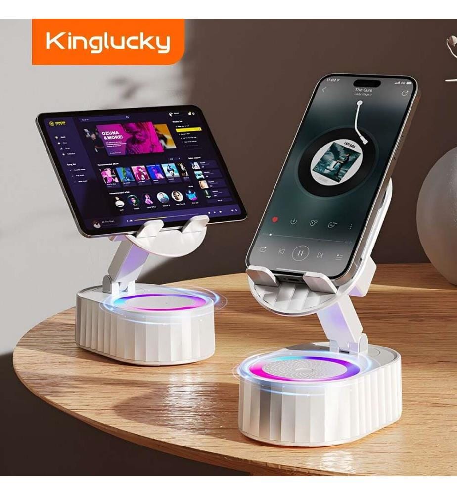 Support pour smartphone avec haut-parleur Kinglucky ZJ-016 Blanc 5 W