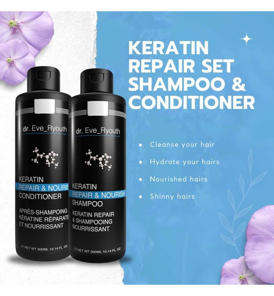 Keratin Repair & Nourish Shampoo + Keratin Repair & Nourish Conditioner - 2 x 300 ml