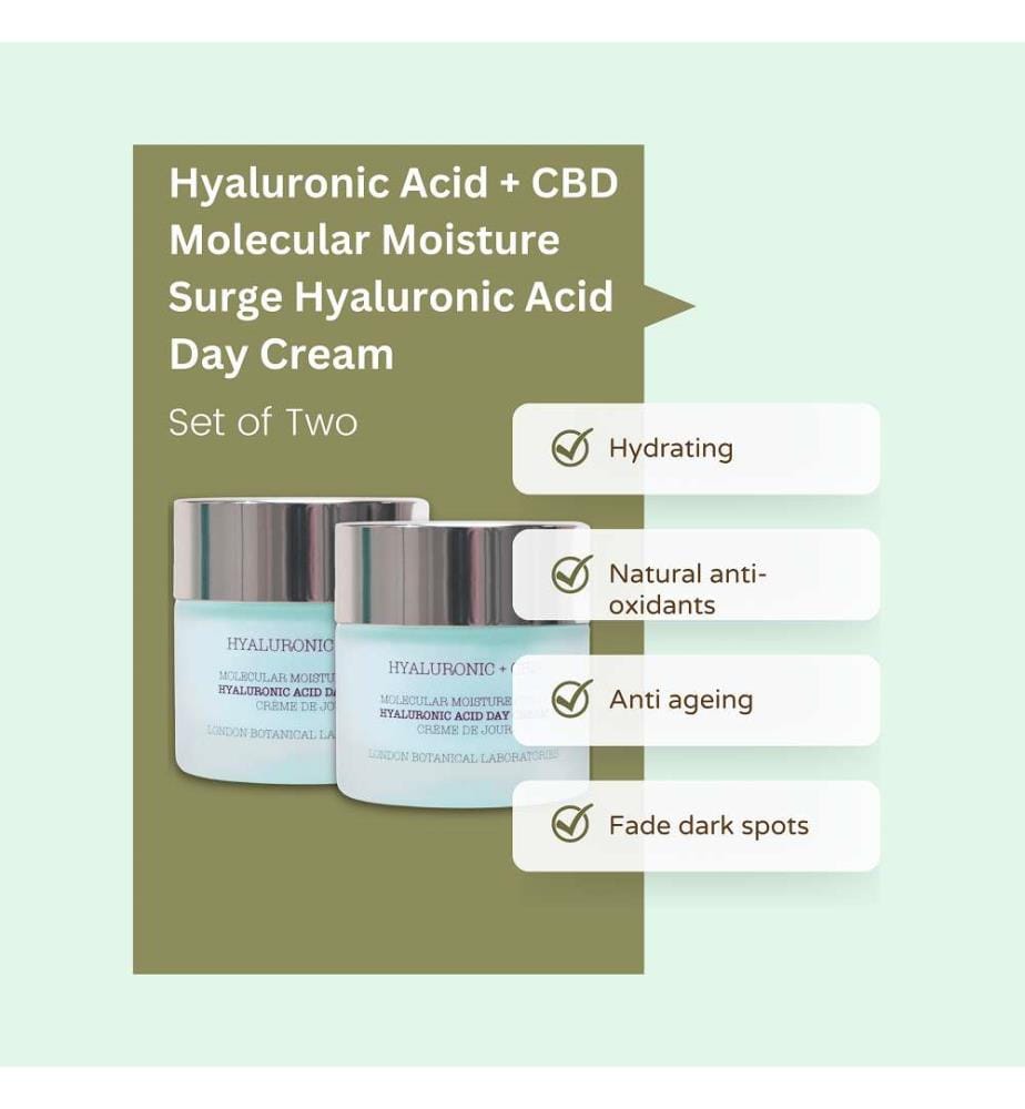 Acido ialuronico + CBD Crema giorno all'acido ialuronico Molecular Moisture Surge - 2 x 50 ml