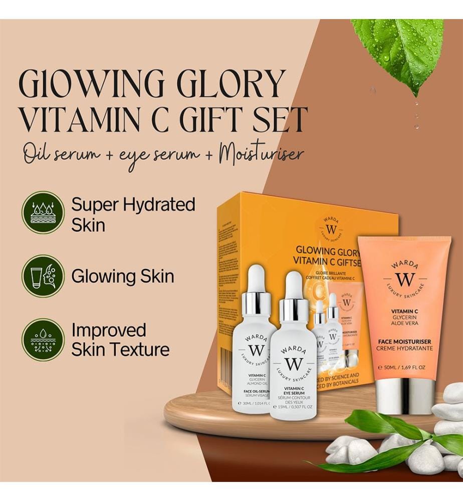 Coffret Éclat Glowing Glory Vitamine C (Sérum Huile + Sérum Yeux + Crème) - 50ml + 15ml + 30ml