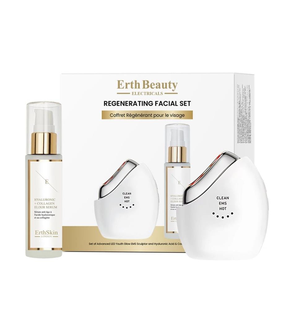 Regenerierendes Gesichtspflege-Set (Advanced Led Youth Glow Ems Sculptor + HA Serum 60ml)