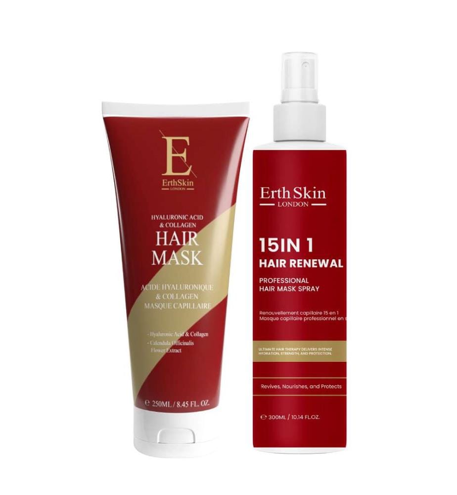 15-In-1 Hair Renewal Professional Hair Mask Spray - 300 ml + Maschera per capelli all'acido ialuronico e al collagene - 250 ml