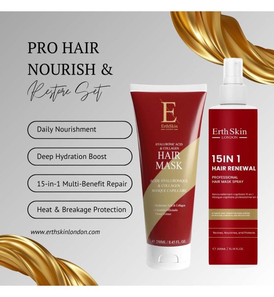 15-In-1 Hair Renewal Professional Hair Mask Spray - 300 ml + Maschera per capelli all'acido ialuronico e al collagene - 250 ml