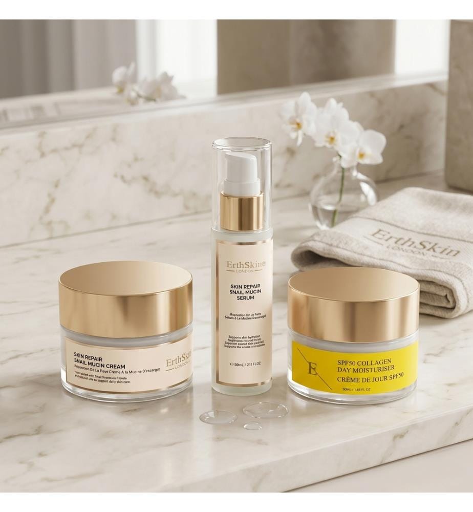 Skin Repair Snail Mucin Cream 50ml + Skin Repair Snail Mucin Serum 60ml + Spf 50 Collagen Day Cream 50ml