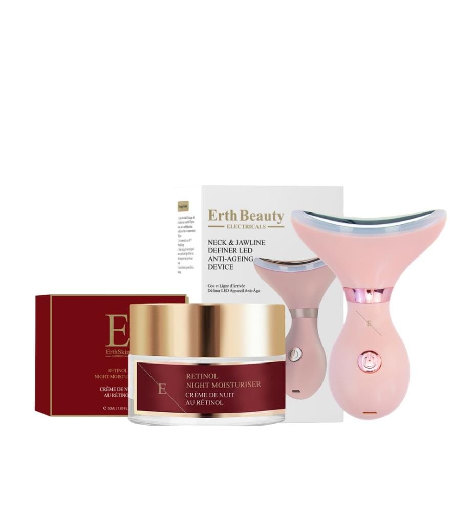 LED-Anti-Aging-System „Neck & Jawline Definer“ – (Farbe: Rosa) + Retinol-Feuchtigkeitscreme für die Nacht, 50 ml","detected_source_language":"FR