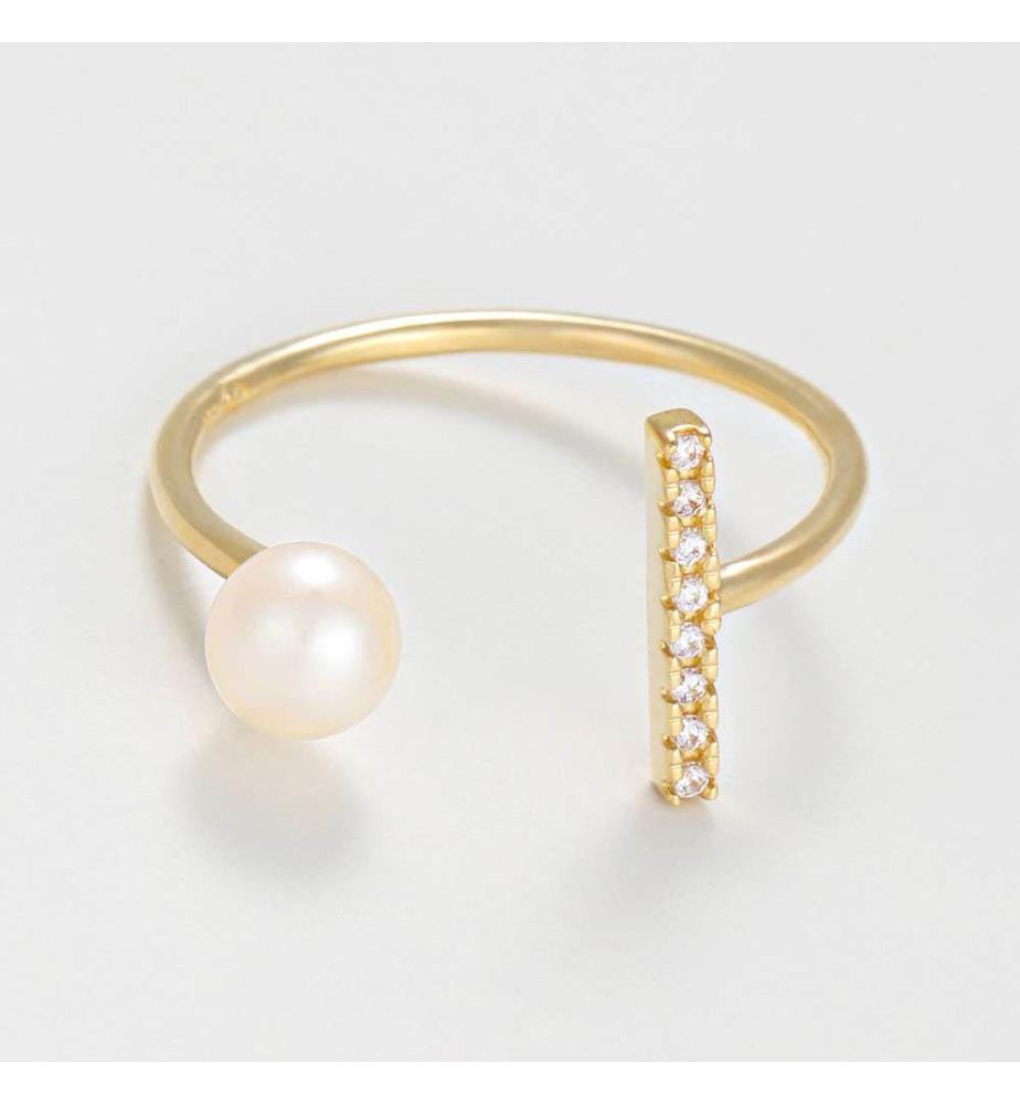 Ring Kalaya - Gelbgold 375/1000 und weisse Perlen