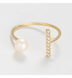 Ring Kalaya - Gelbgold 375/1000 und weisse Perlen
