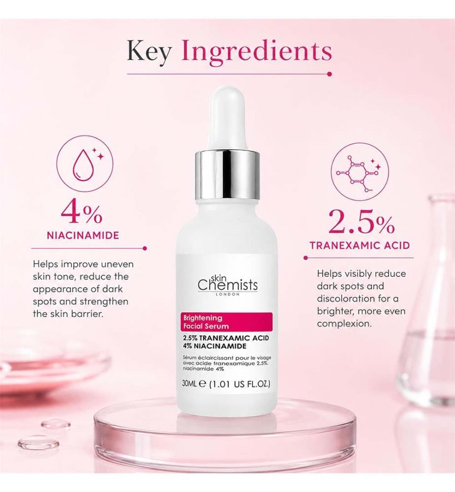 skinChemists Brightening Facial Serum with Tranexamic Acid 2.5% and Niacinamide 4% 30ml